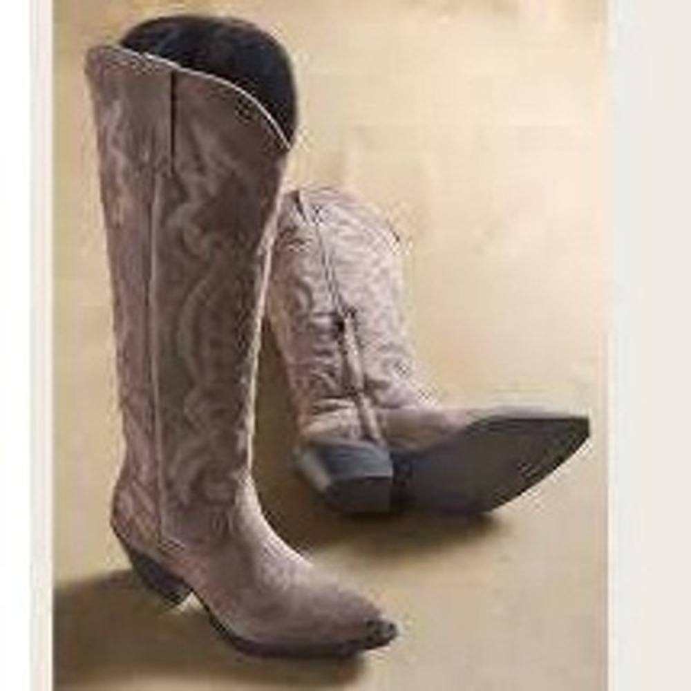 Sundance Italian Suede Western Cowboy Boots Quilted Sojourner Gray Smoke Size 36
